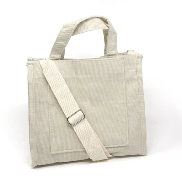 Handbags - NWT Mini Corduroy Cream Convertible Tote Bag